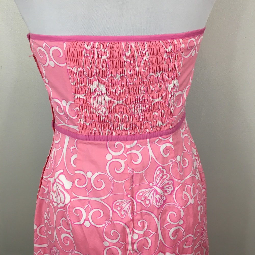 Lilly Pulitzer 6 Pink strapless butterfly dress - Picture 5 of 8